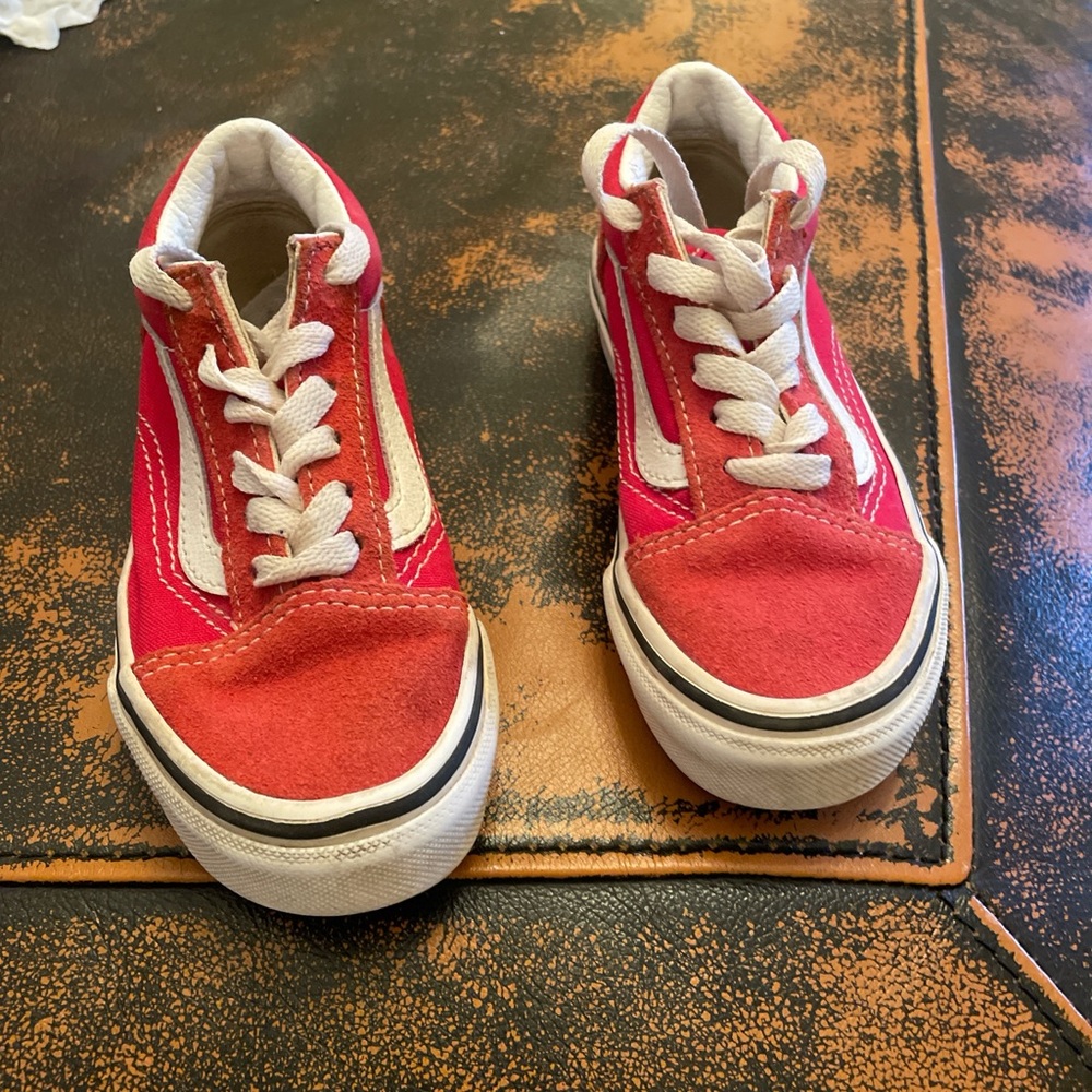 Vans Kids Red and White Sneakers